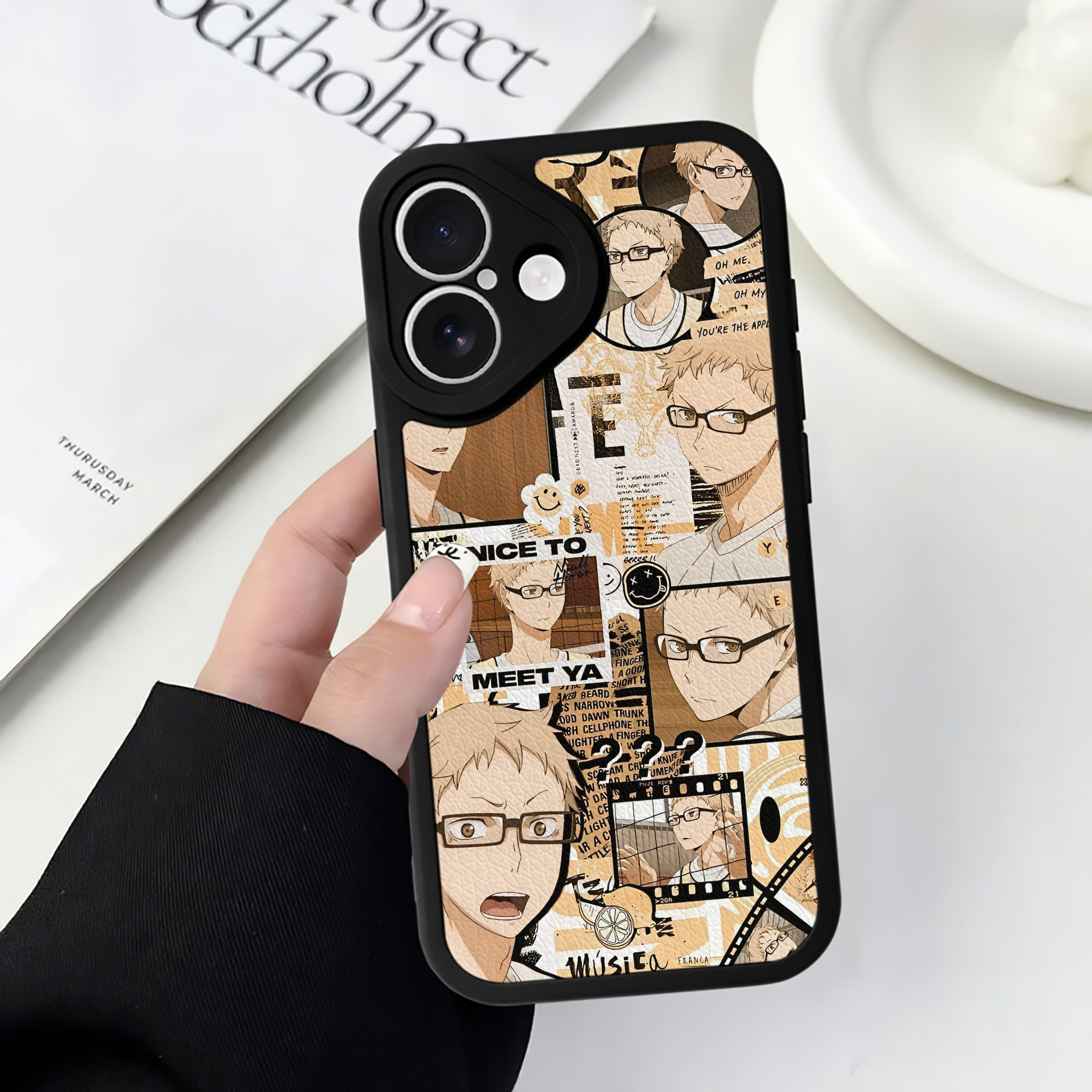（画像用） ハイキュー!! Haikyu!! 【iPhone 16シリーズ対応】シリコンスマホケース（レザー調） 材質：シリコン